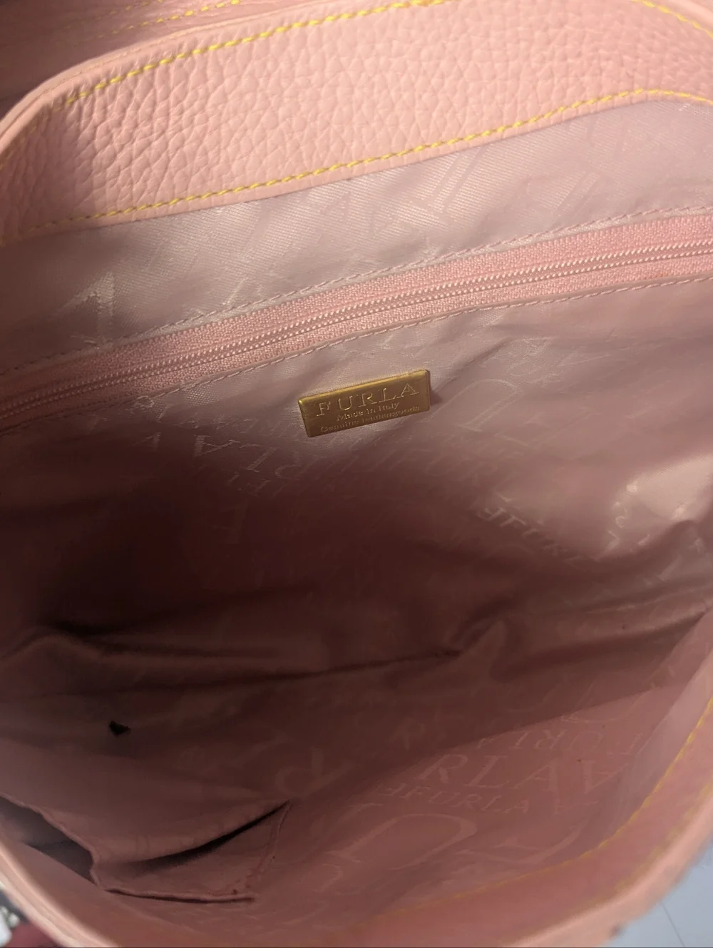 Furla Dusty Pink Pebbled Leather Shoulder Bag with Gold Rings - Picture 5 of 6